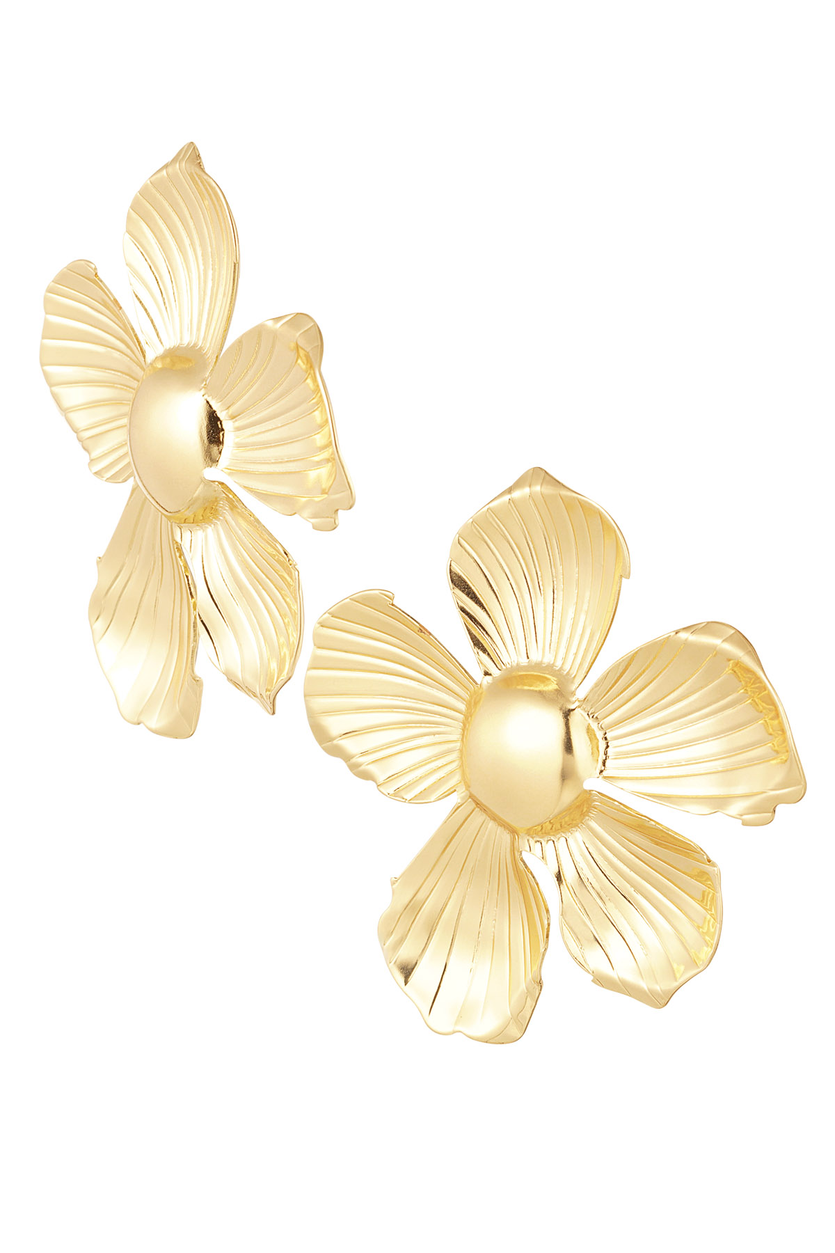 Earrings big flower - gold h5 