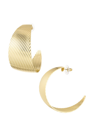 Earrings stripes print - gold h5 
