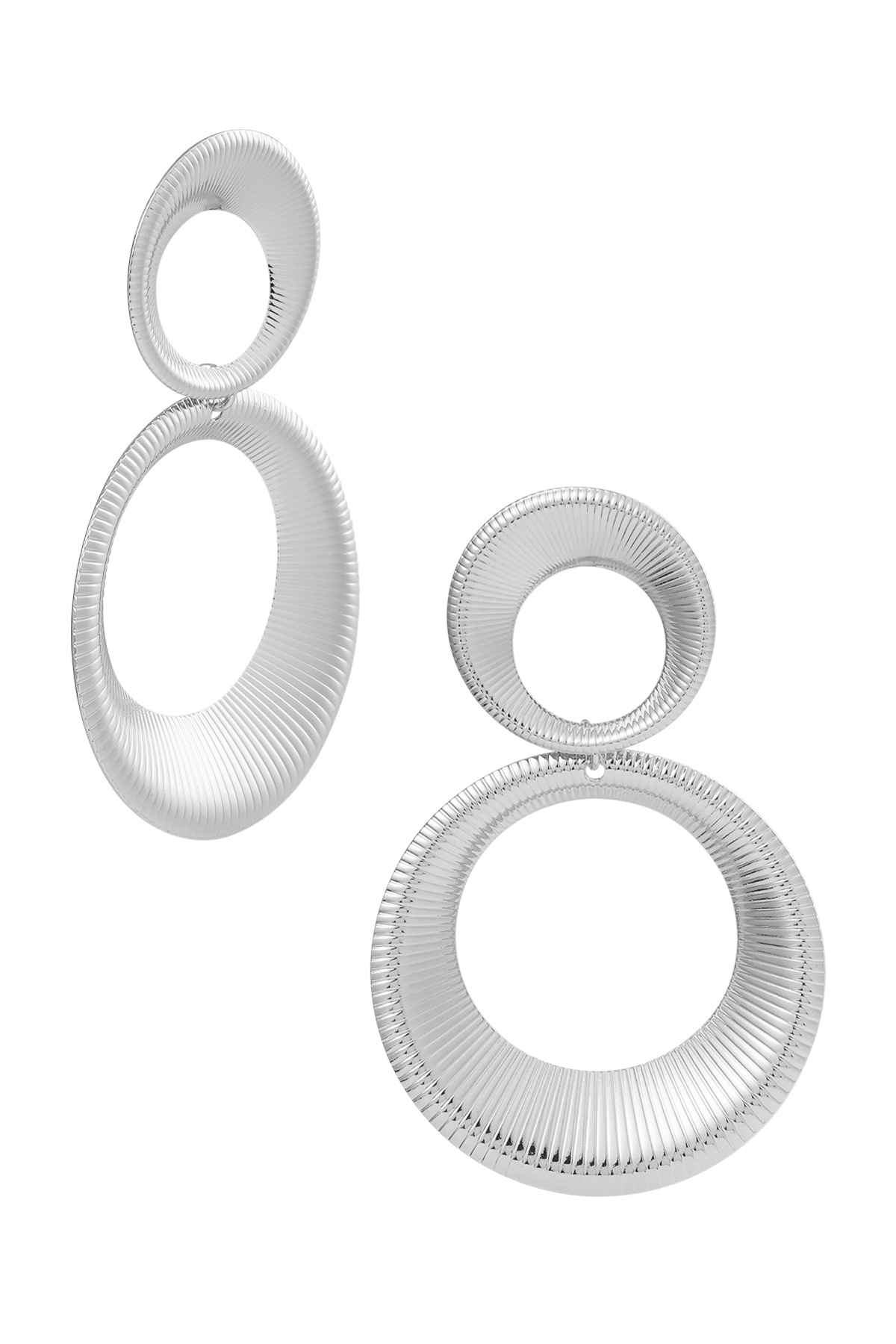 Earrings twister circles - silver 
