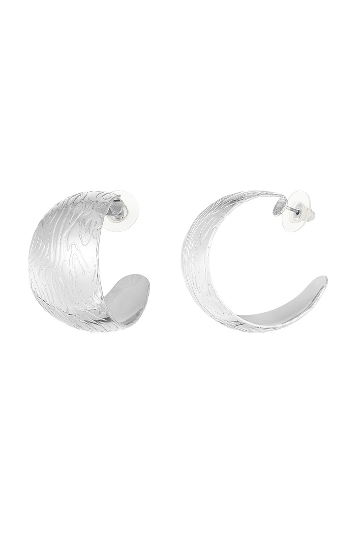 Round earrings with pattern - silver 