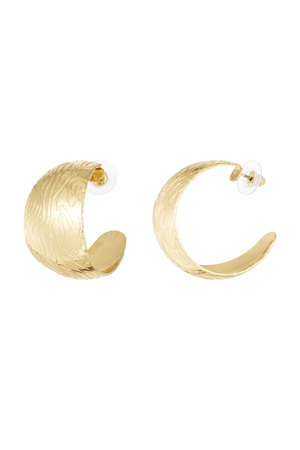 Round earrings with pattern - gold h5 