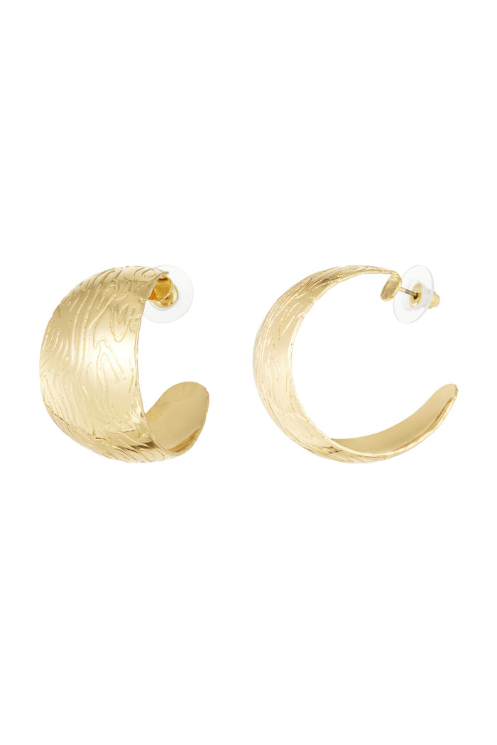 Round earrings with pattern - gold 