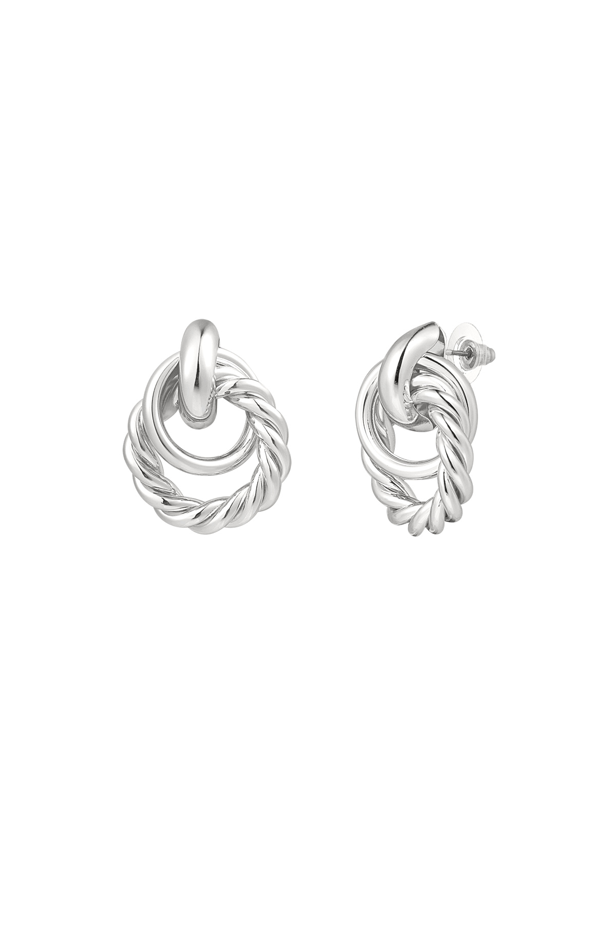 Earrings with different rings - silver