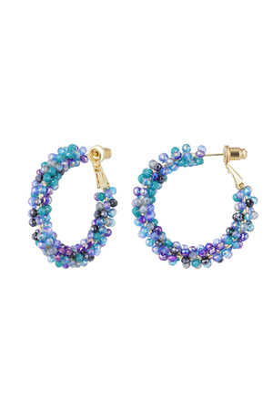 Boucles d'oreilles perles de verre automne - or bleu h5 
