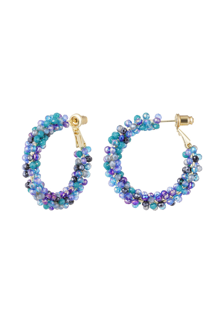 Boucles d'oreilles perles de verre automne - or bleu 