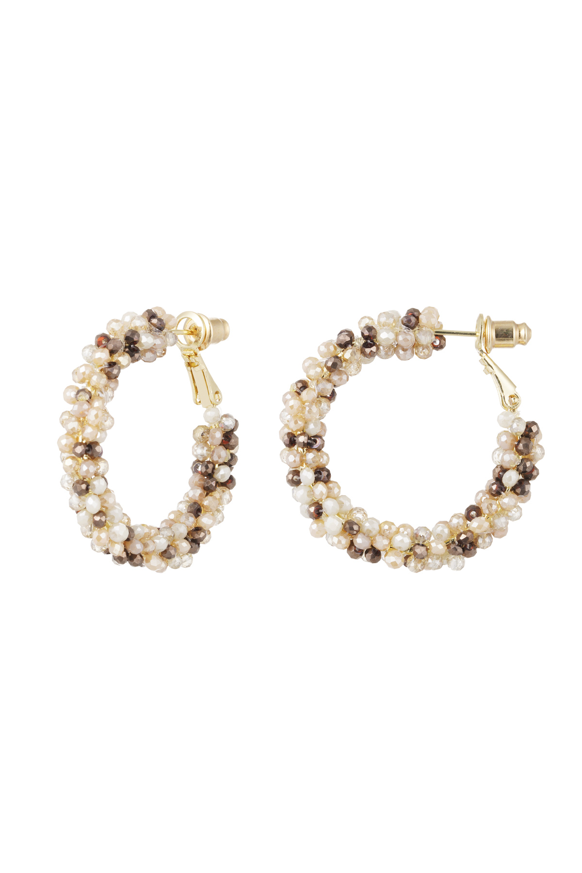 Earrings glass beads autumn - beige gold h5 
