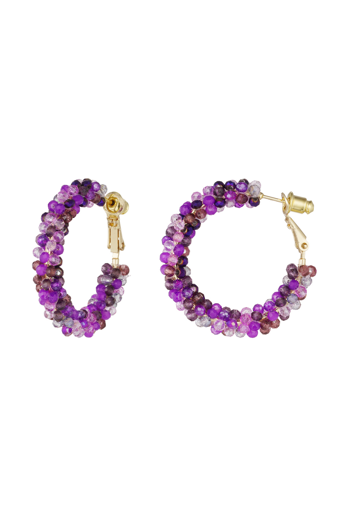 Boucles d'oreilles perles de verre automne - violet