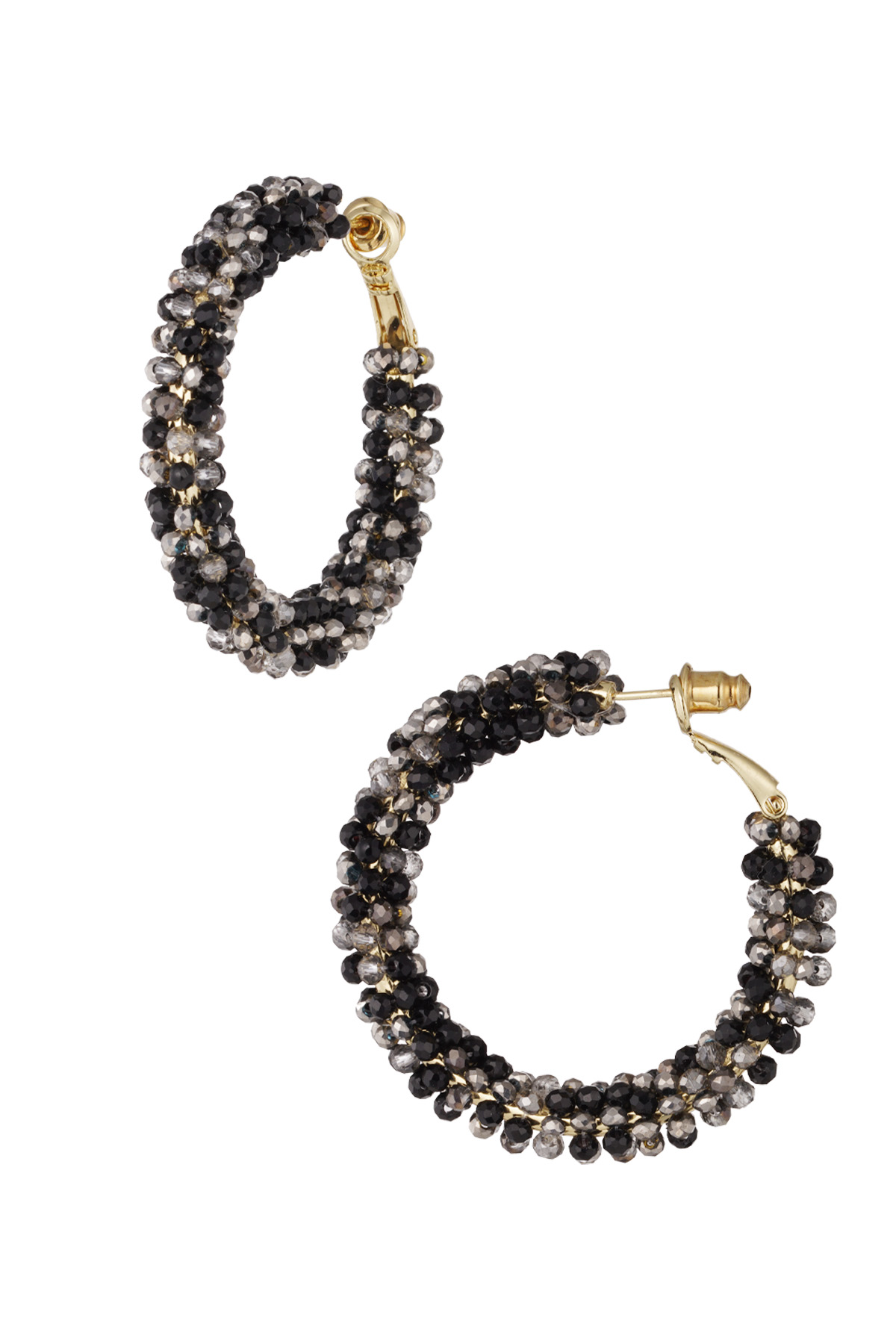 Grandes boucles d'oreilles perles de verre automne - noir