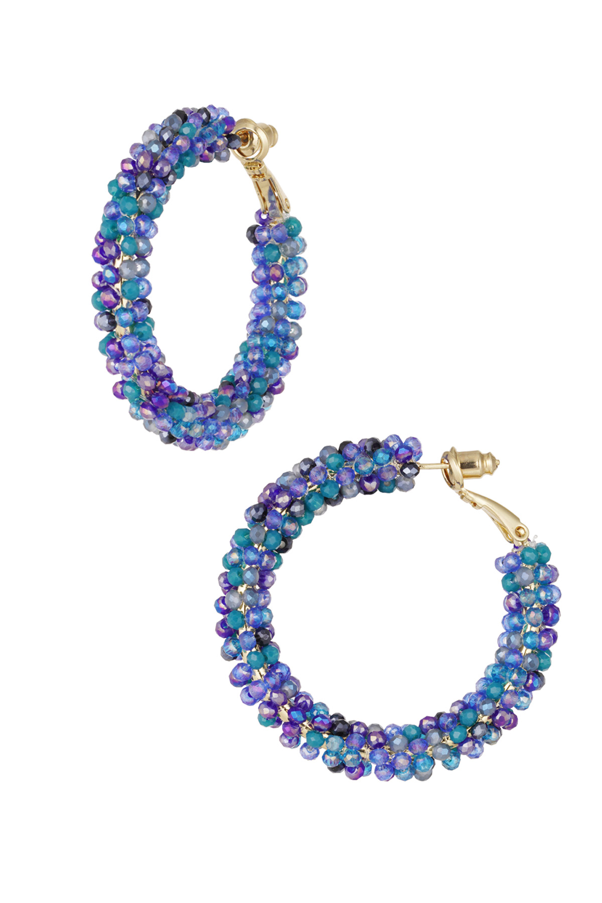 Grandes boucles d'oreilles perles de verre automne - bleu h5 