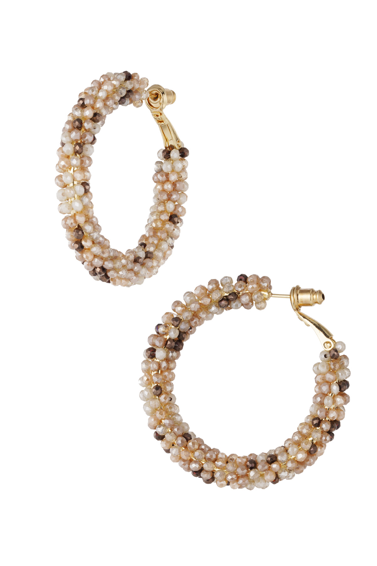 Grandi orecchini con perle di vetro autunnali - beige 
