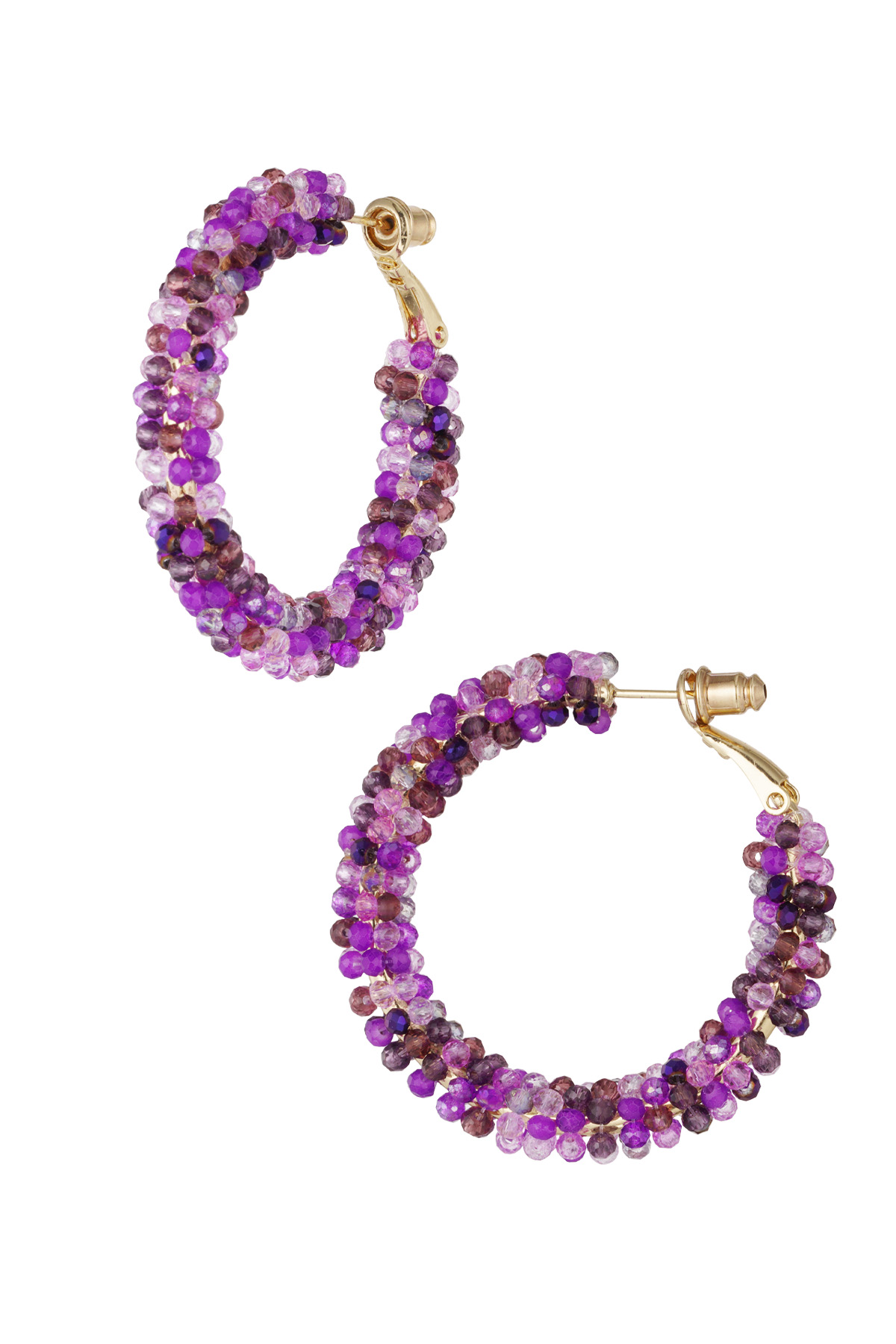 Large earrings glass beads autumn - purple h5 