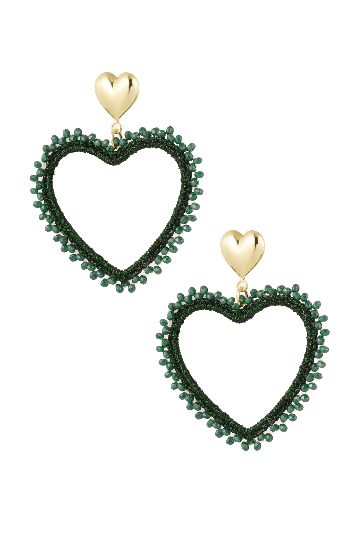Heart-shaped Earrings Green h5 