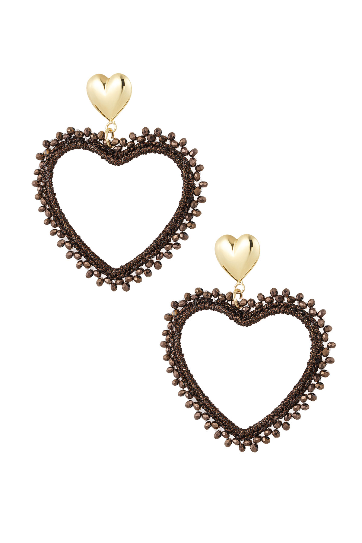 Heart-shaped Earrings Brown 