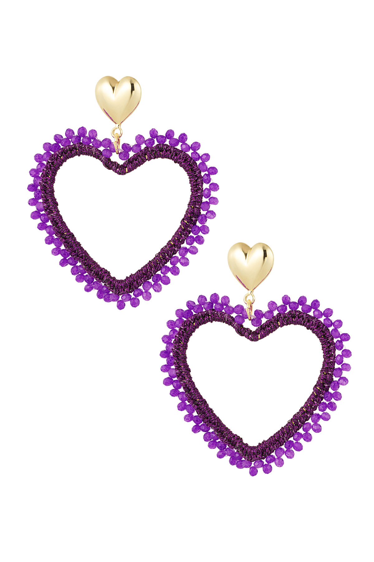 Pendientes en forma de corazón violeta