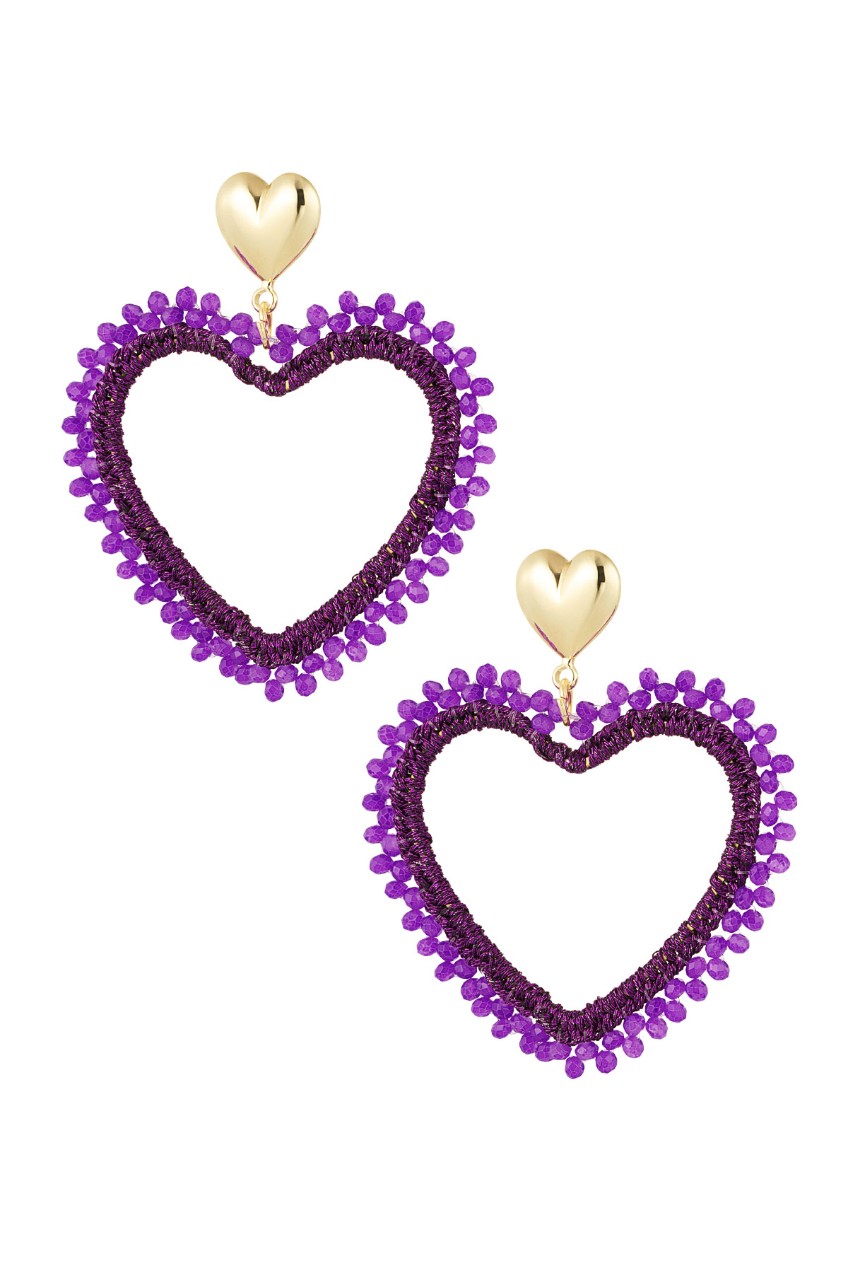 Heart shaped earrings purple 2