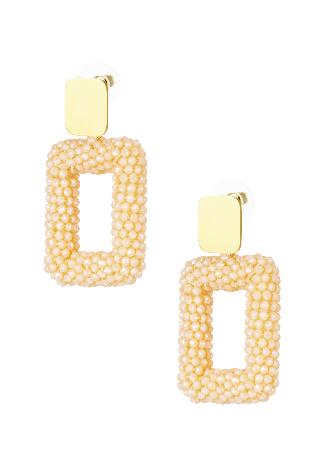 Rectangular statement earrings - coral 2