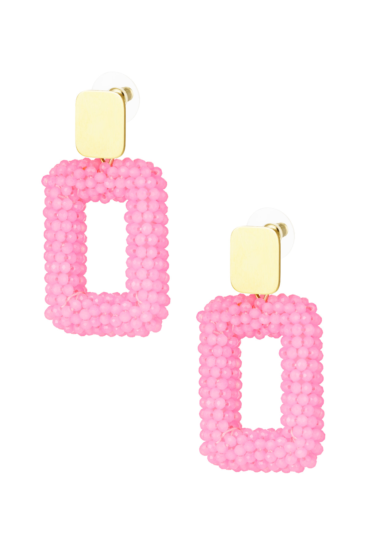 Rectangular statement earrings - pink  h5 