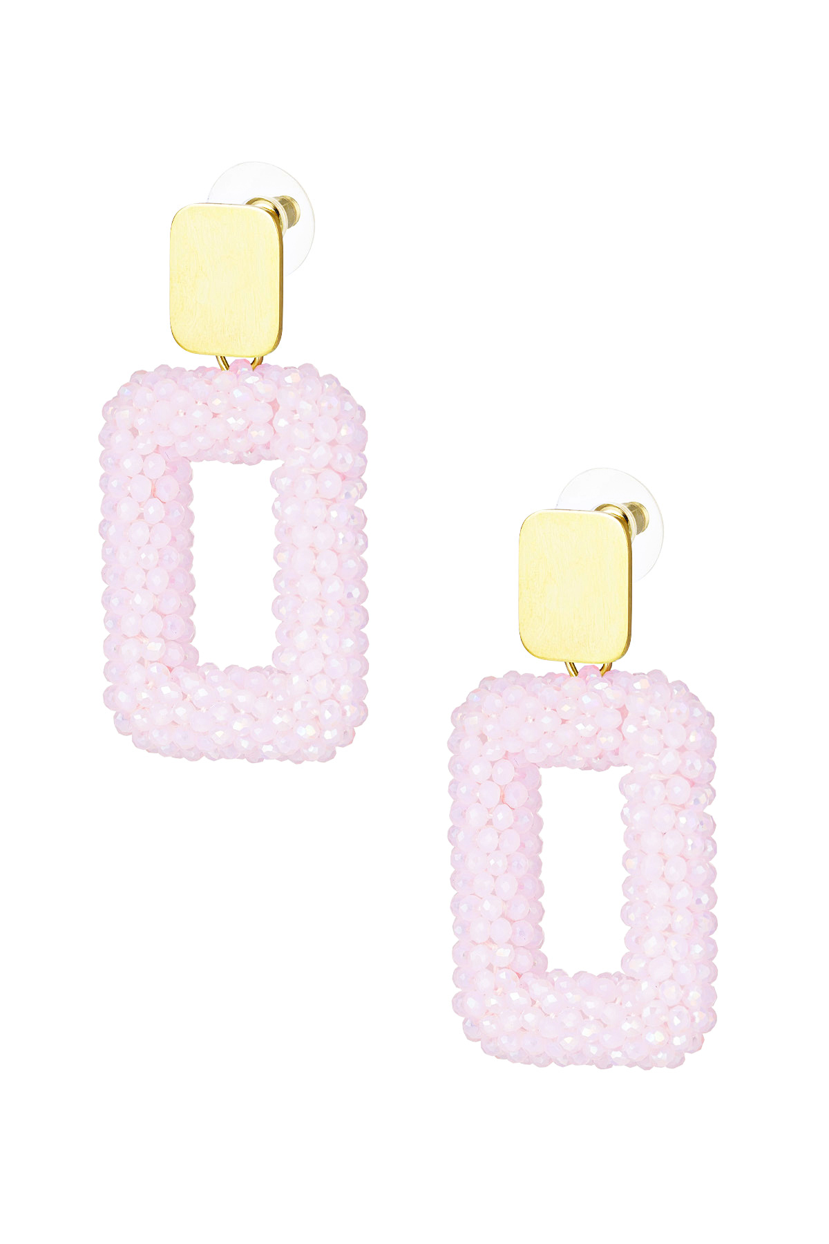 Rectangular statement earrings - pale pink 
