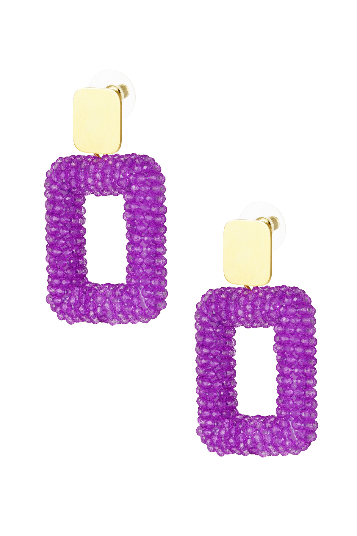 Pendientes llamativos rectangulares - violeta 