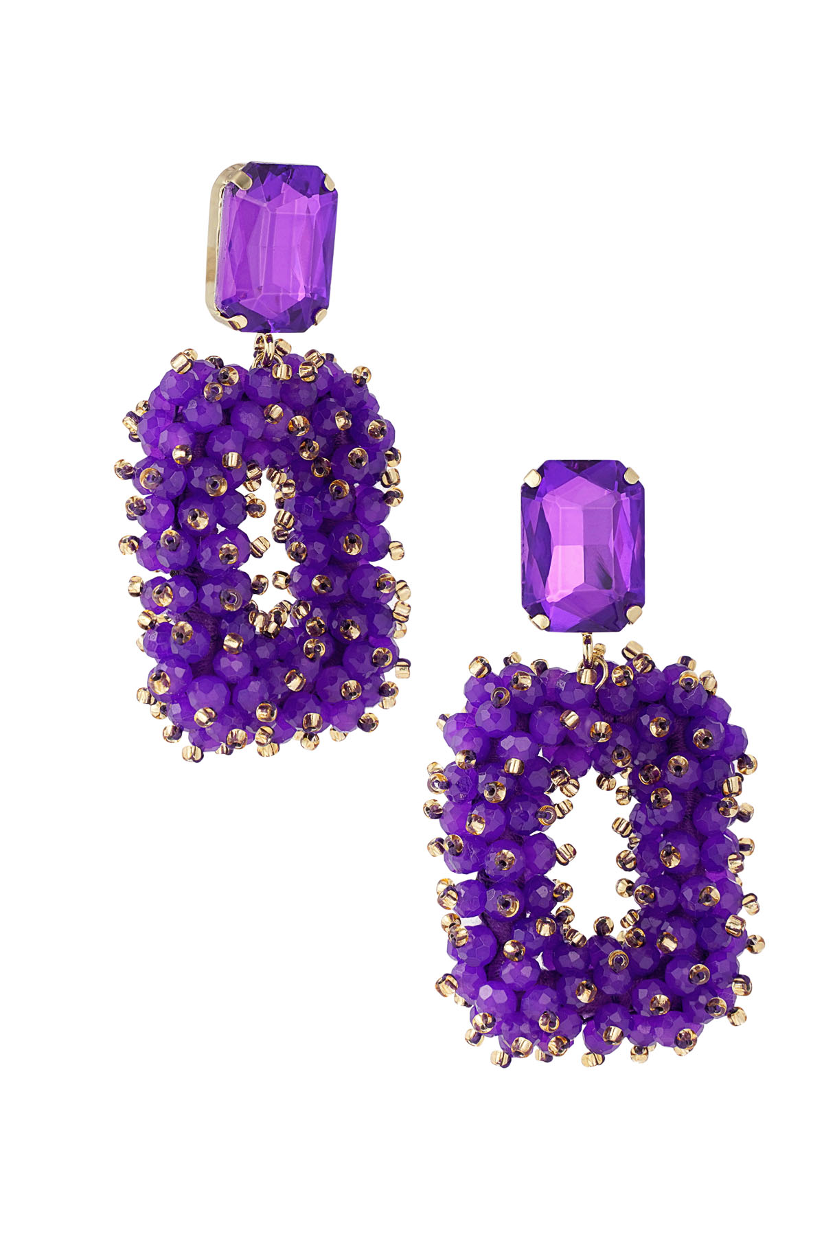 Glam party earring - dark purple