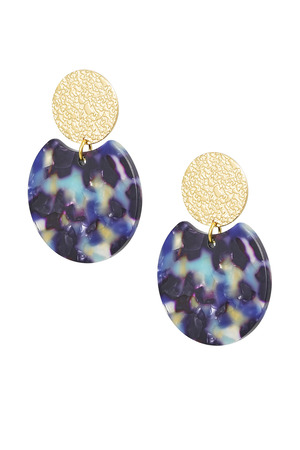 Statement earrings with colored detail - gold/blue h5 