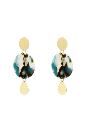 Earrings 3 times round - gold/green h5 
