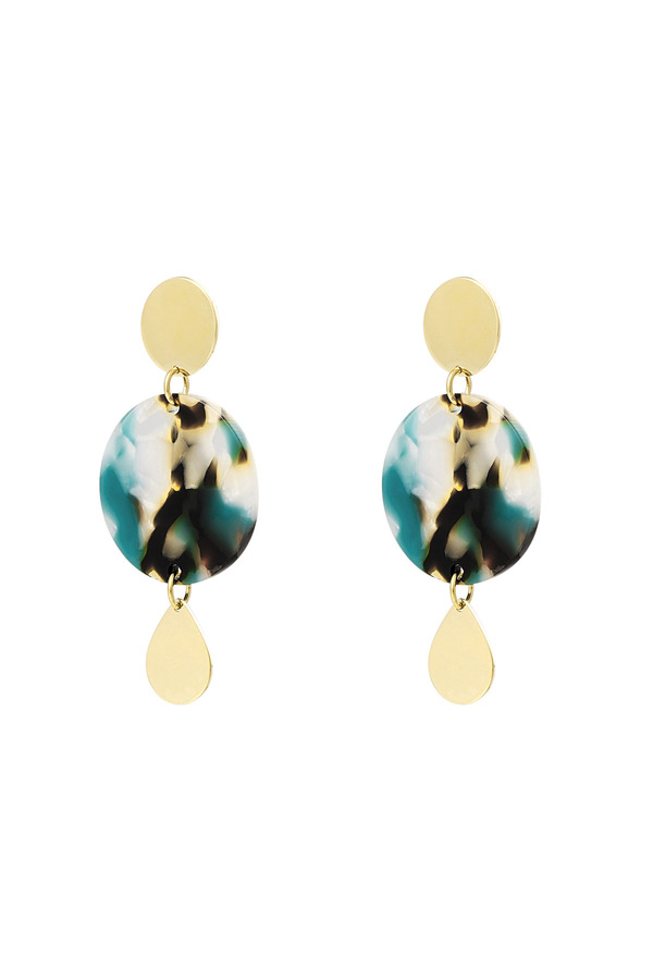 Earrings 3 times round - gold/green