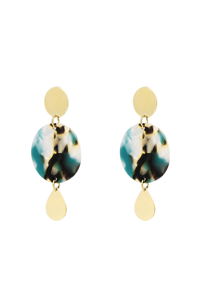 Earrings 3 times round - gold/green 