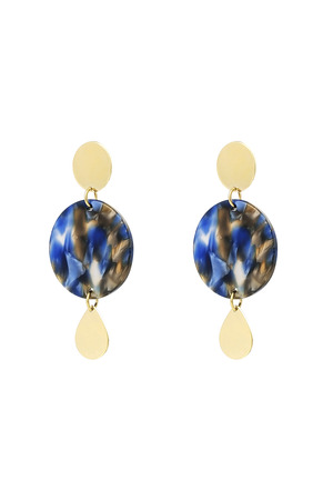 Earrings 3 times round - gold/blue h5 