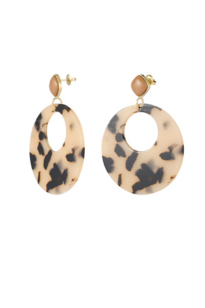 Round earrings with print - beige h5 
