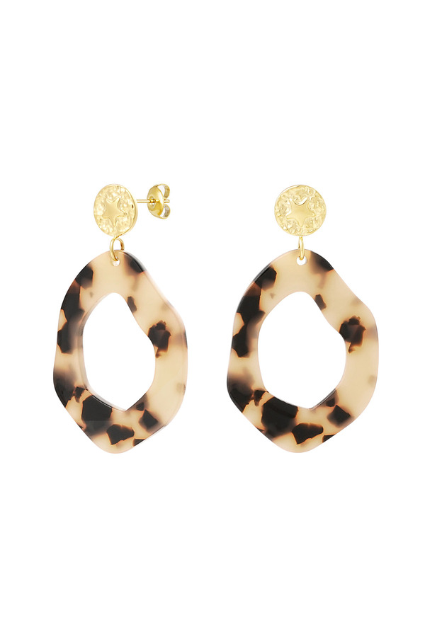 Aesthetic earrings with print - camel/gold
