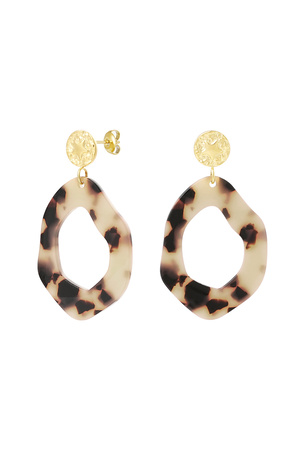 Aesthetic earrings with print - gold/beige h5 
