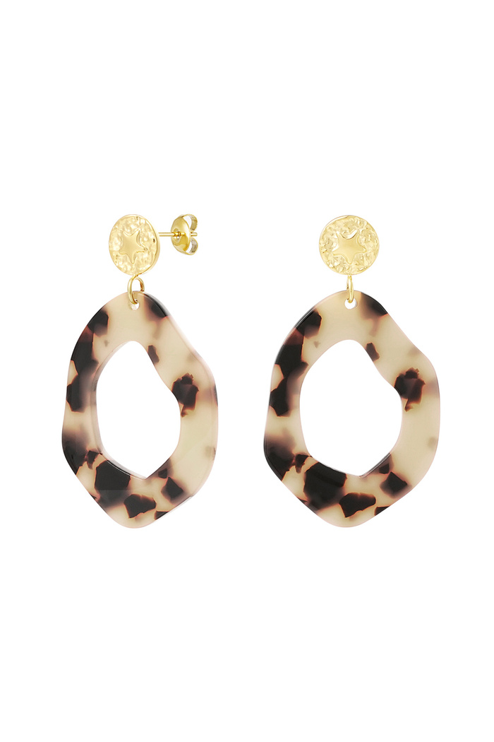 Aesthetic earrings with print - gold/beige 