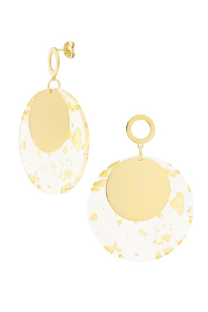 Round earrings with print - gold h5 