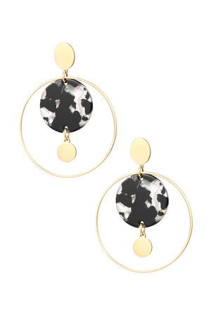 Circle earrings with print - black/gold h5 