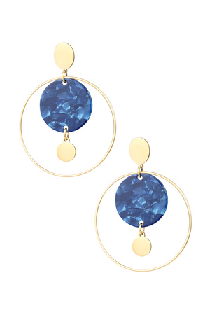 Circle earrings with print - gold/blue h5 