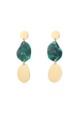 Earrings aesthetic coins - gold/green h5 