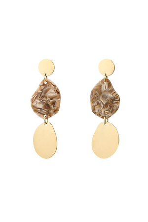 Earrings aesthetic coins - gold/brown h5 