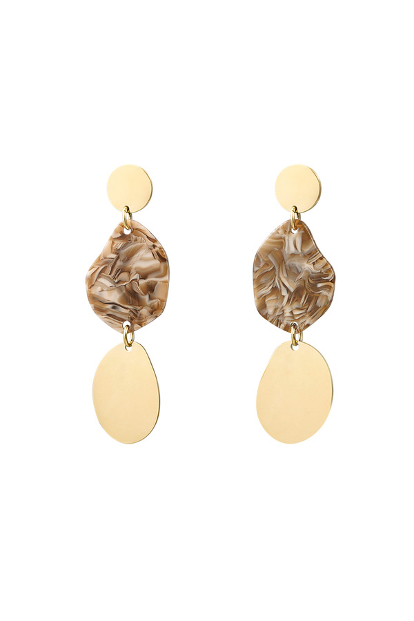 Earrings aesthetic coins - gold/brown