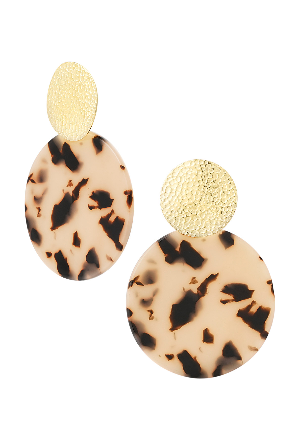 Statement earrings with print - gold/camel h5 