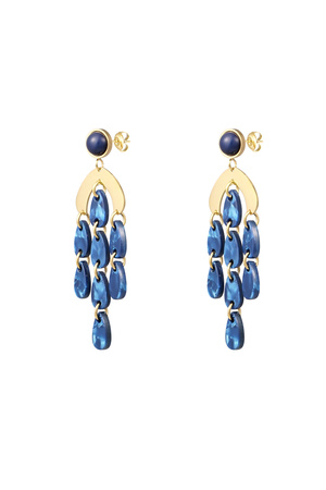 Earrings colored coins - gold/blue h5 