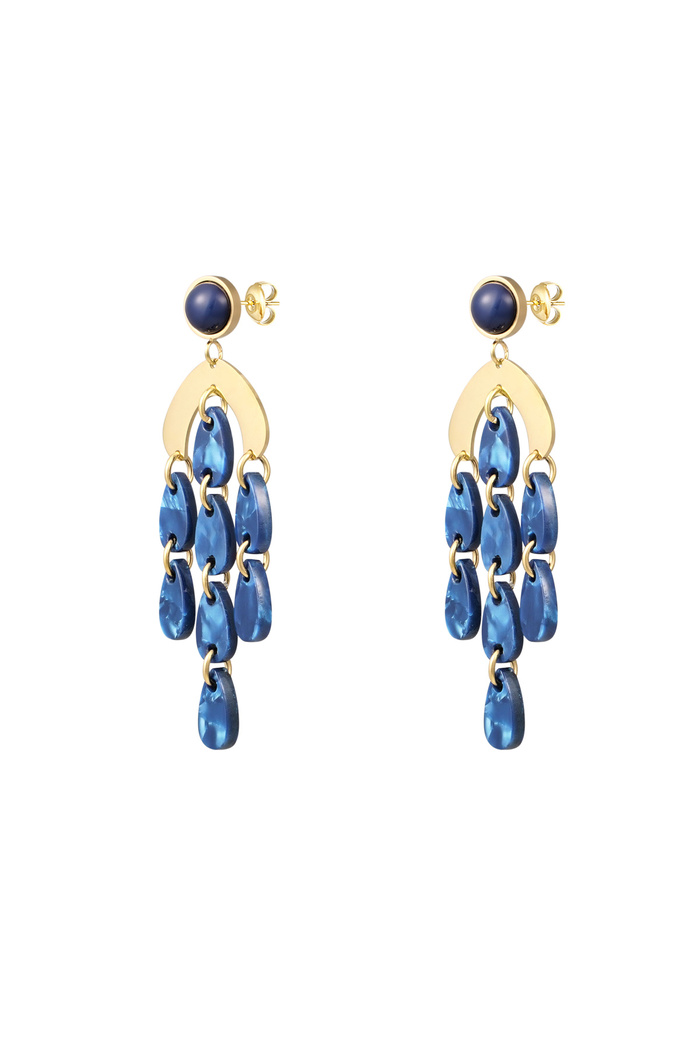 Earrings colored coins - gold/blue 