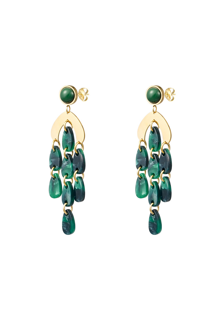Earrings colored coins - gold/green 