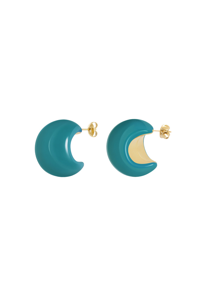 Colorful crescent moon earrings - blue 