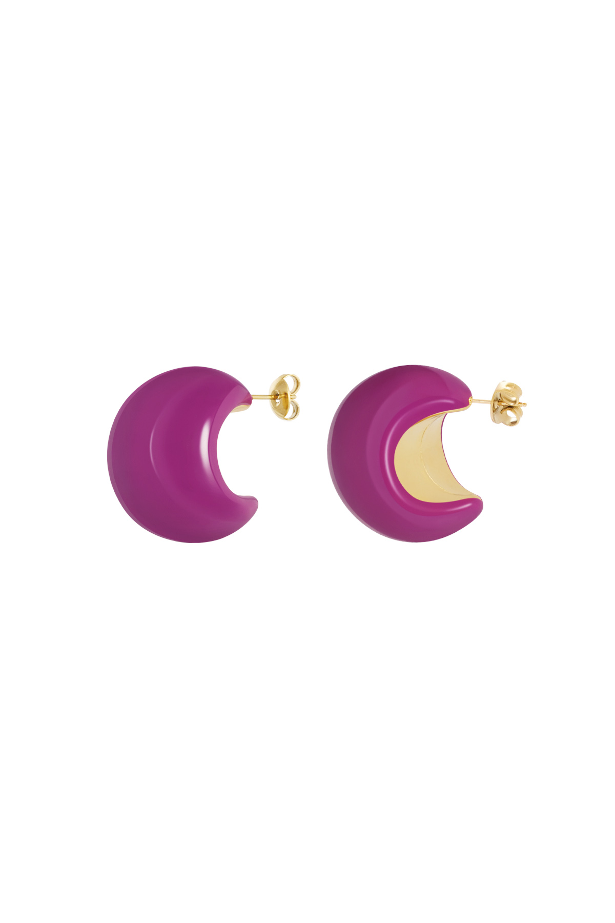 Colorful crescent moon earrings - fuchsia h5 