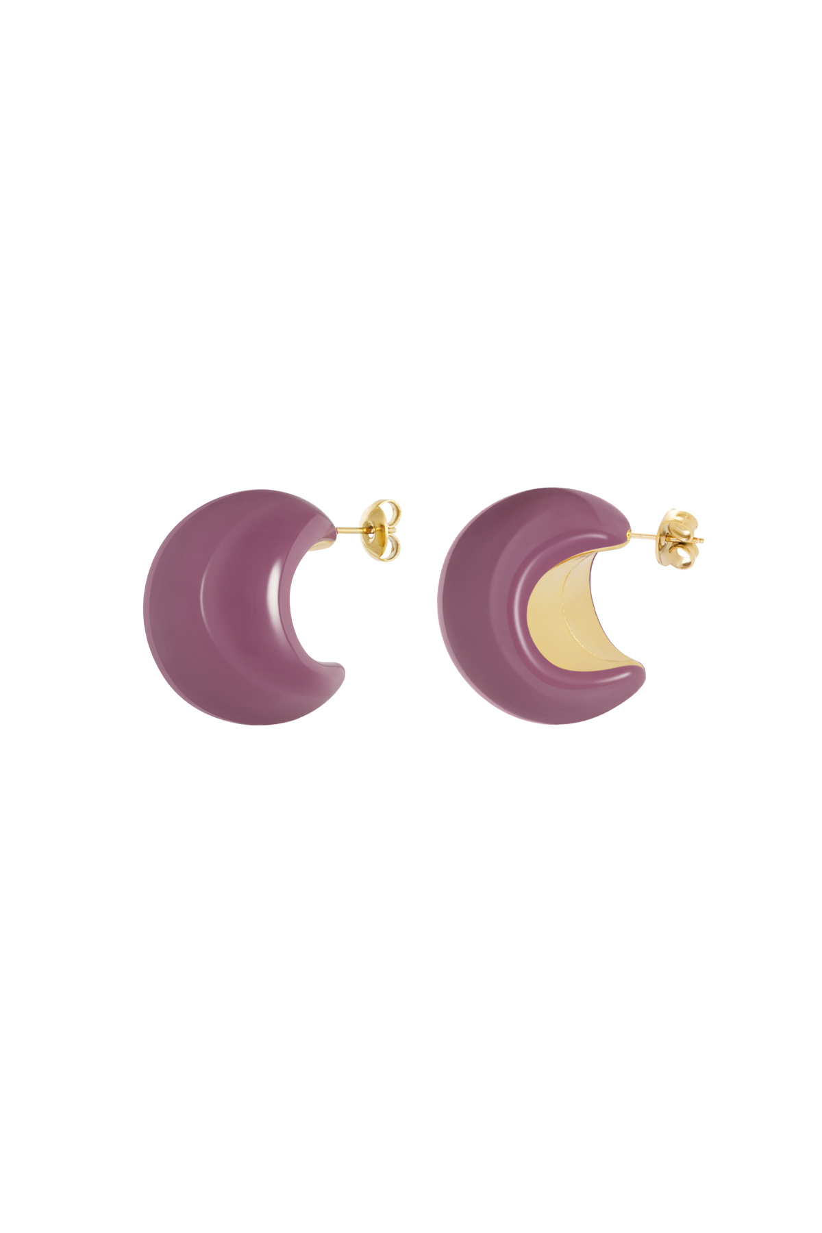 Boucles d'oreilles croissant de lune coloré - violet 