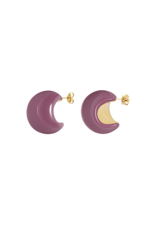 Colorful crescent moon earrings - purple h5 