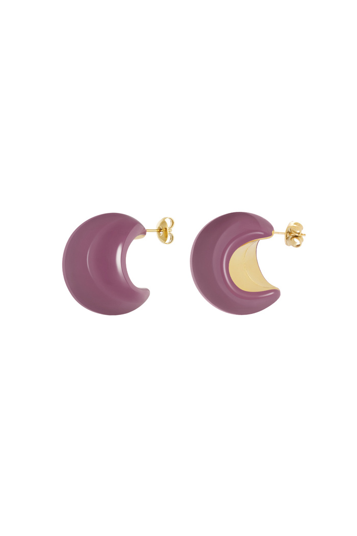 Colorful crescent moon earrings - purple 