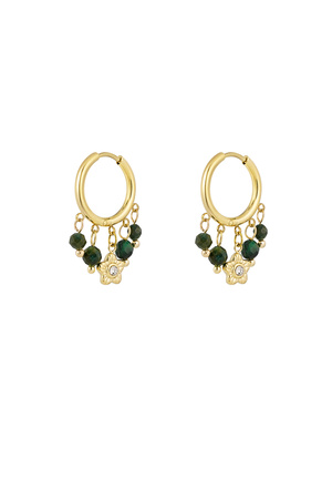 Earrings with stones garland - gold/green h5 