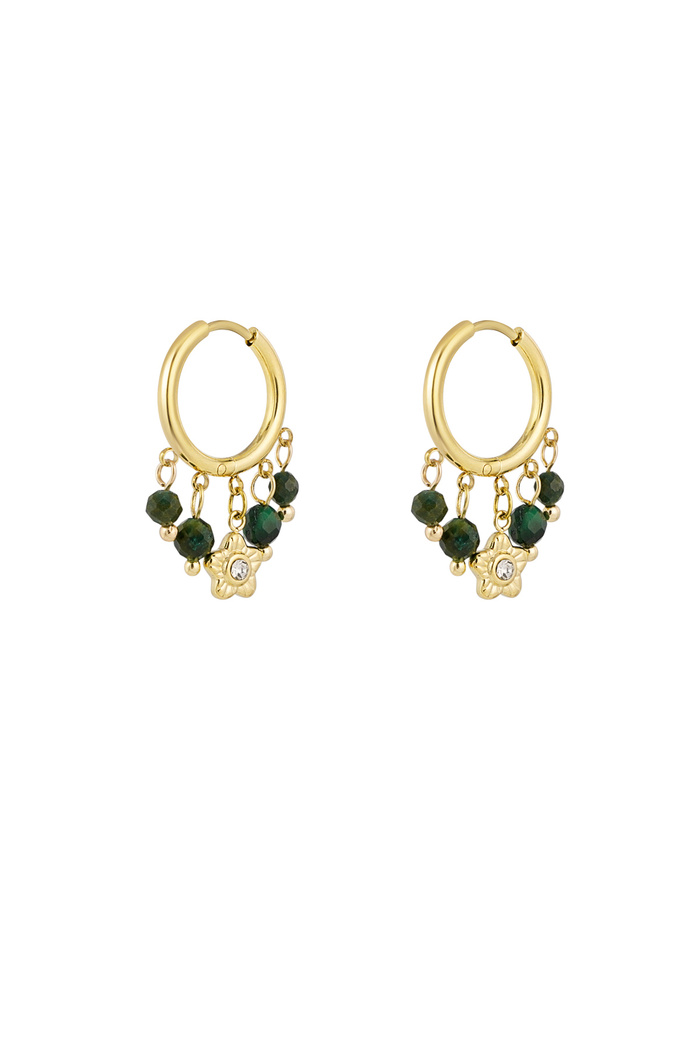 Earrings with stones garland - gold/green 